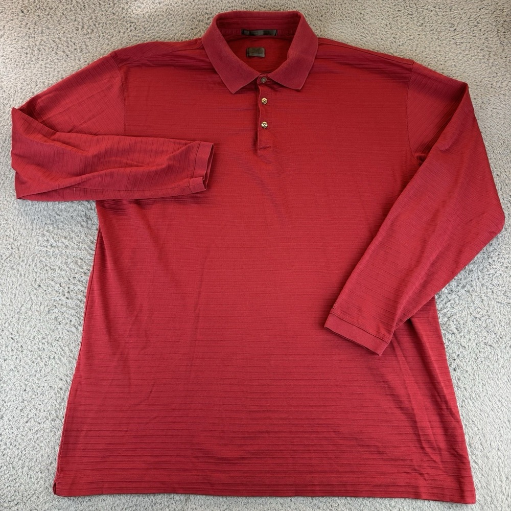 Nike Tiger Woods Red Polo Shirt Men's Long Sleeve Collared Vintage Y2k Size Xl